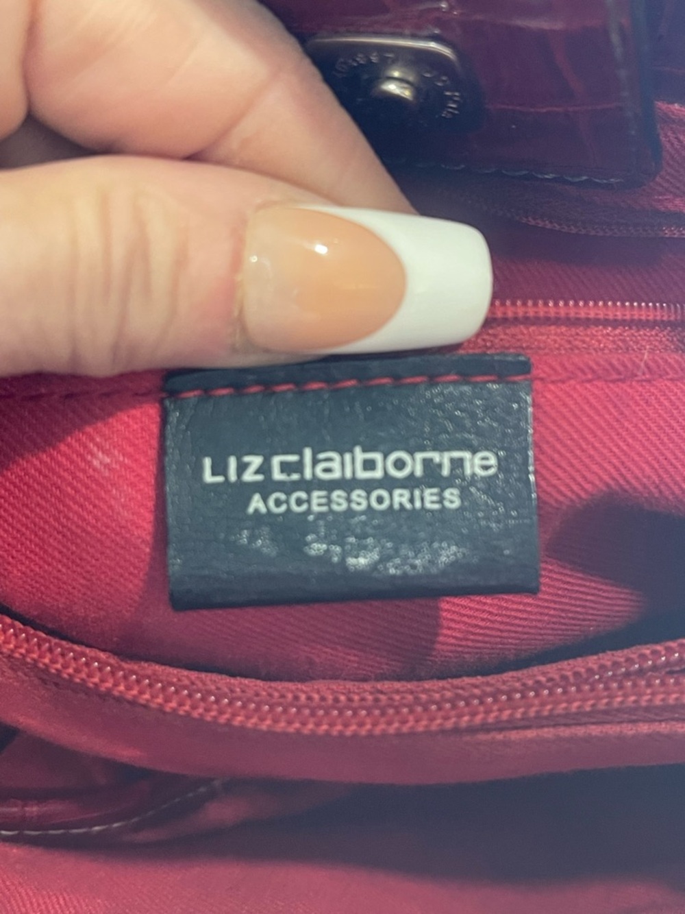 Liz Claiborne Croc-Embossed Tote in Deep Wine - Picture 9 of 9